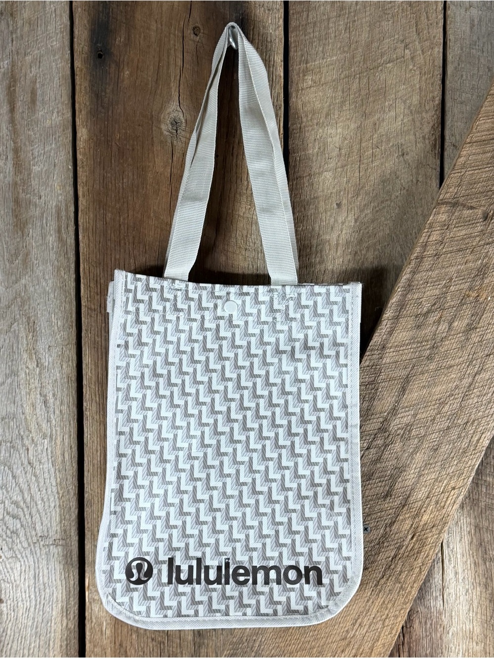 Lululemon Athletica Reusable Tote Shopping Bag Small Geometric Brown 11.5x9.5”